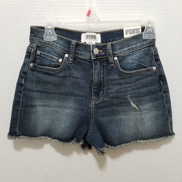 Victoria's Secret PINK shorts 4 NWT High-Waisted Cut Off jean denim distressed